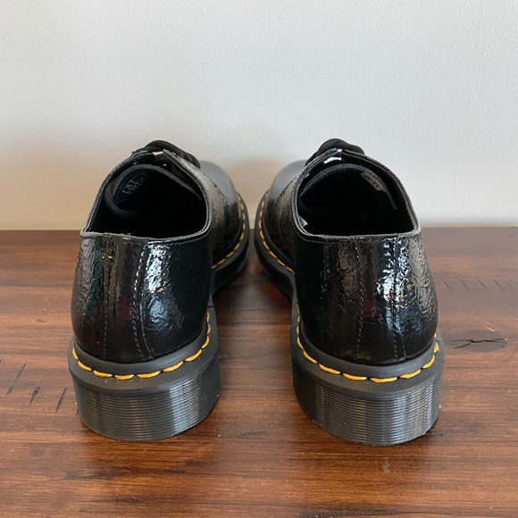 Size 7 US Ladies 38 EUR Dr. Martens 1461 Black Distressed Leather Patent Oxford - Picture 5 of 9